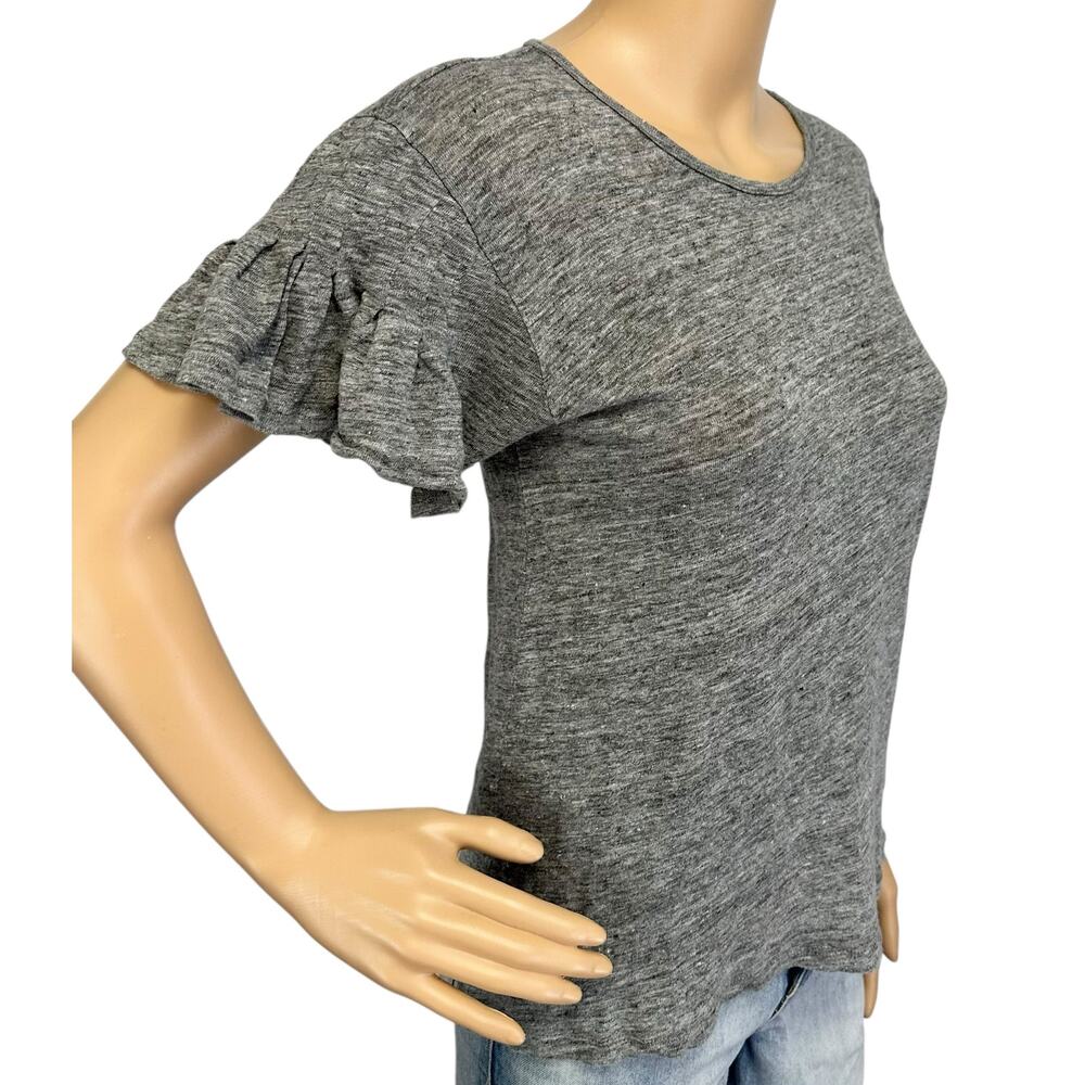 2/$30 J. Crew Pure Linen Flutter Sleeve T-Shirt Gray G6049 Size S - Picture 3 of 13